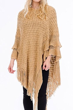 FASHIONABLY FRINGED PONCHO FM-WSF206