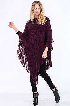 FASHIONABLY FRINGED PONCHO FM-WSF206