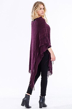 FASHIONABLY FRINGED PONCHO FM-WSF206