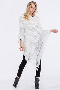 FASHIONABLY FRINGED PONCHO FM-WSF206