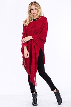 FASHIONABLY FRINGED PONCHO FM-WSF206