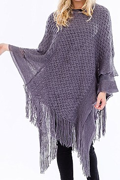 FASHIONABLY FRINGED PONCHO FM-WSF206