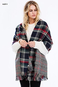 TWO SIDED PLAID OBLONG SCARF FM-WSF209