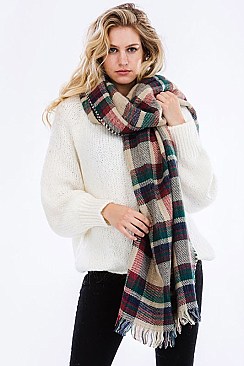 TWO SIDED PLAID OBLONG SCARF FM-WSF209