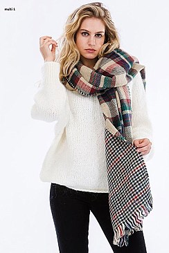 TWO SIDED PLAID OBLONG SCARF FM-WSF209