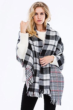 TWO SIDED PLAID OBLONG SCARF FM-WSF209