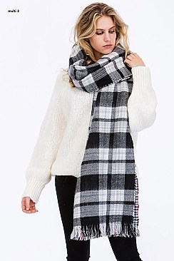 TWO SIDED PLAID OBLONG SCARF FM-WSF209