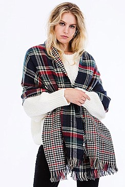 TWO SIDED PLAID OBLONG SCARF FM-WSF209