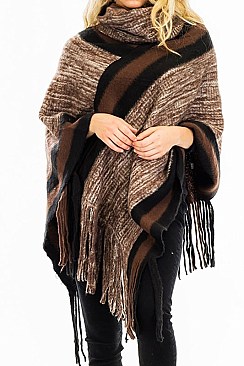 FASHION TURTLENECK V-SHAPED PONCHO FM-WSF214