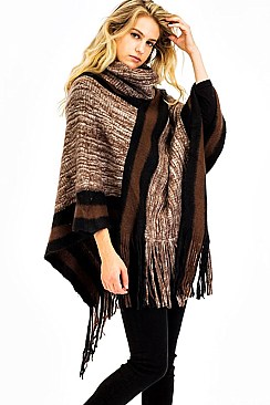 FASHION TURTLENECK V-SHAPED PONCHO FM-WSF214