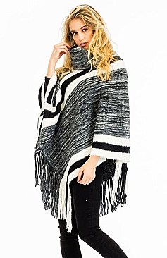 FASHION TURTLENECK V-SHAPED PONCHO FM-WSF214