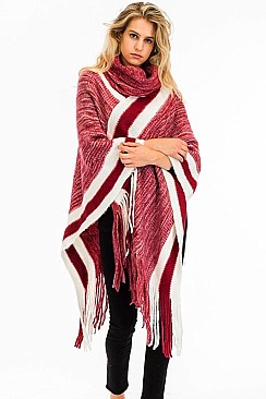 FASHION TURTLENECK V-SHAPED PONCHO FM-WSF214