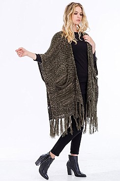 BIG POCKETS FRINGED CARDIGAN FM-WSF221