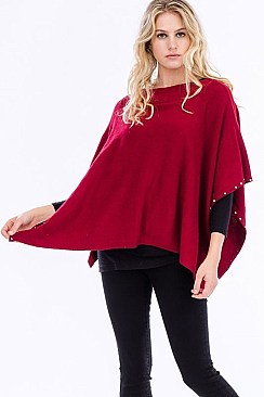 TRENDY STRETCH PONCHO WITH PEARL ACCENTS FM-WSF225