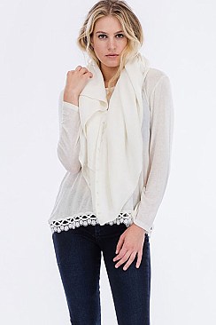 TRENDY STRETCH PONCHO WITH PEARL ACCENTS FM-WSF225