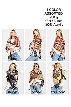 Pack of 12 Trendy Assorted Color Multi Toned Fashion Scarf