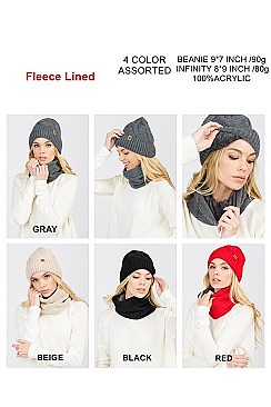 Pack of 12 Stylish Assorted Color Beanie & Infinity Scarf Set