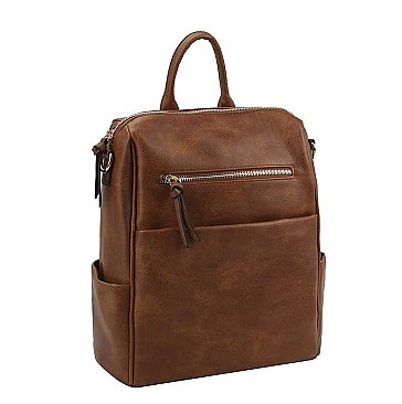 CLASSIC FRONT ZIPPER DESIGN CONVERTIBLE BACKPACK