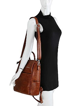 CLASSIC FRONT ZIPPER DESIGN CONVERTIBLE BACKPACK