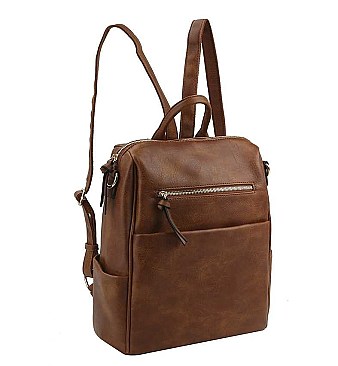 CLASSIC FRONT ZIPPER DESIGN CONVERTIBLE BACKPACK