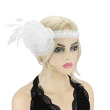 MESH FLOWER VEIL 20 GATSBY HEADDRESS