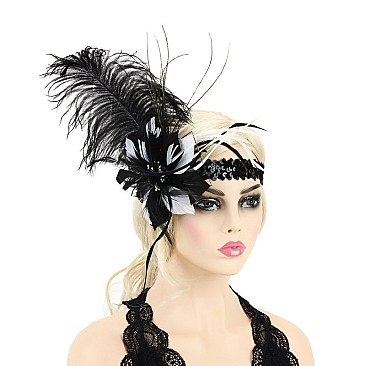 FLAPPER B&W GATSBY LRG SEQUIN FASCINATOR
