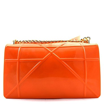 Clasp-lock Accent Jelly Shoulder Bag