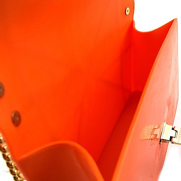 Clasp-lock Accent Jelly Shoulder Bag
