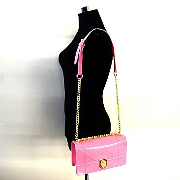 Clasp-lock Accent Jelly Shoulder Bag