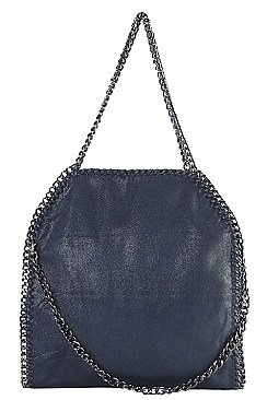 Chain Accent Metallic Satchel