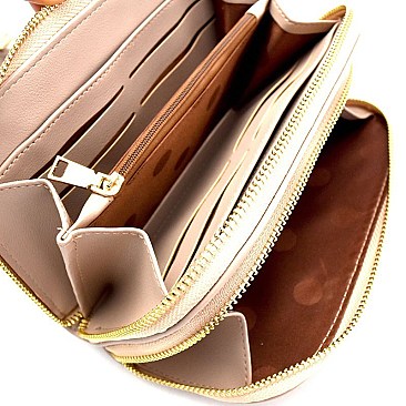 GK001-LP Double Compartment Versatile Wallet Cross Body Cellphone Holder