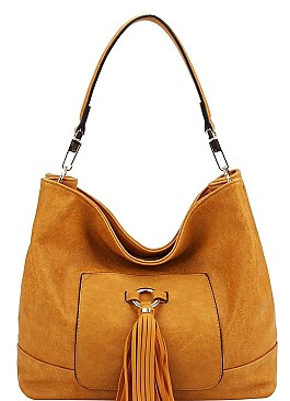 BIG TASSEL HOBO BAG WITH LONG STRAP