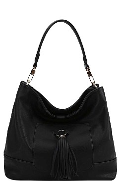 BIG TASSEL HOBO BAG WITH LONG STRAP