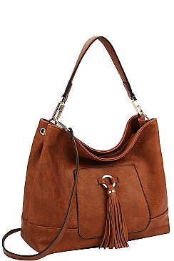 BIG TASSEL HOBO BAG WITH LONG STRAP