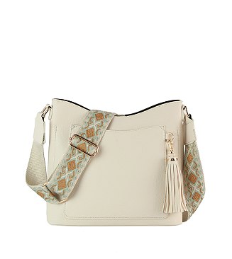 Tassel Front Pocket Crossbody Bag Hobo