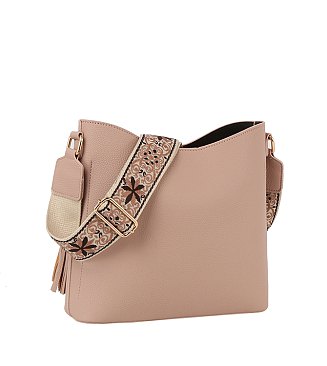 Tassel Front Pocket Crossbody Bag Hobo