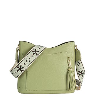 Tassel Front Pocket Crossbody Bag Hobo