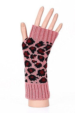 PACK OF 12 ASSORTED COLOR LEOPARD KNITTED GLOVES