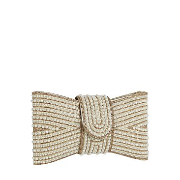 Spangle Pearl Bow Clutch Evening Bag