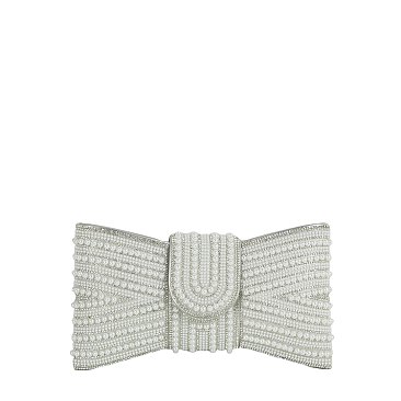 Spangle Pearl Bow Clutch Evening Bag