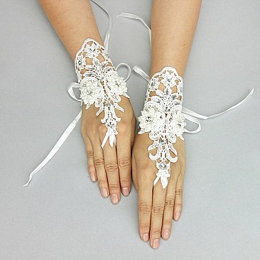 FASHIONABLE WEDDING LACE GLOVE SLGLV1054