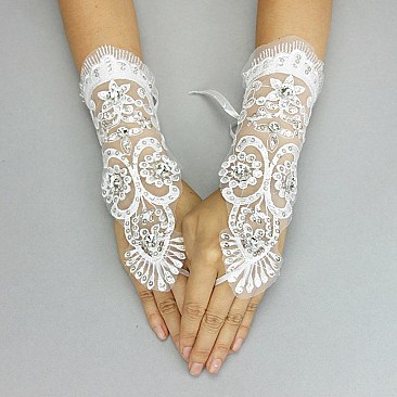 FASHIONABLE WEDDING LACE GLOVE SLGLV1058