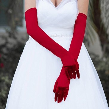 FASHIONABLE EXTRA LONG SATIN GLOVES SLGLV57