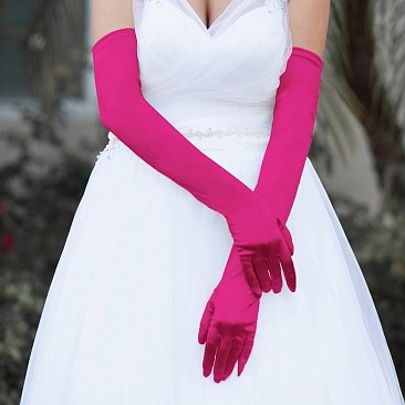 FASHIONABLE EXTRA LONG SATIN GLOVES SLGLV57