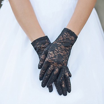 FASHIONABLE LACE GLOVES W/ FLOWERS SLGLV960