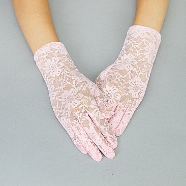 FASHIONABLE LACE GLOVES W/ FLOWERS SLGLV960