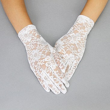 FASHIONABLE LACE GLOVES W/ FLOWERS SLGLV960