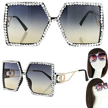 CHIC SPARKLING RHINESTONE SQUARE SUNGLASSES