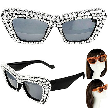 SPARKLING RHINESTONE CAT EYE SUNGLASSES