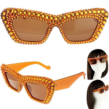 SPARKLING RHINESTONE CAT EYE SUNGLASSES